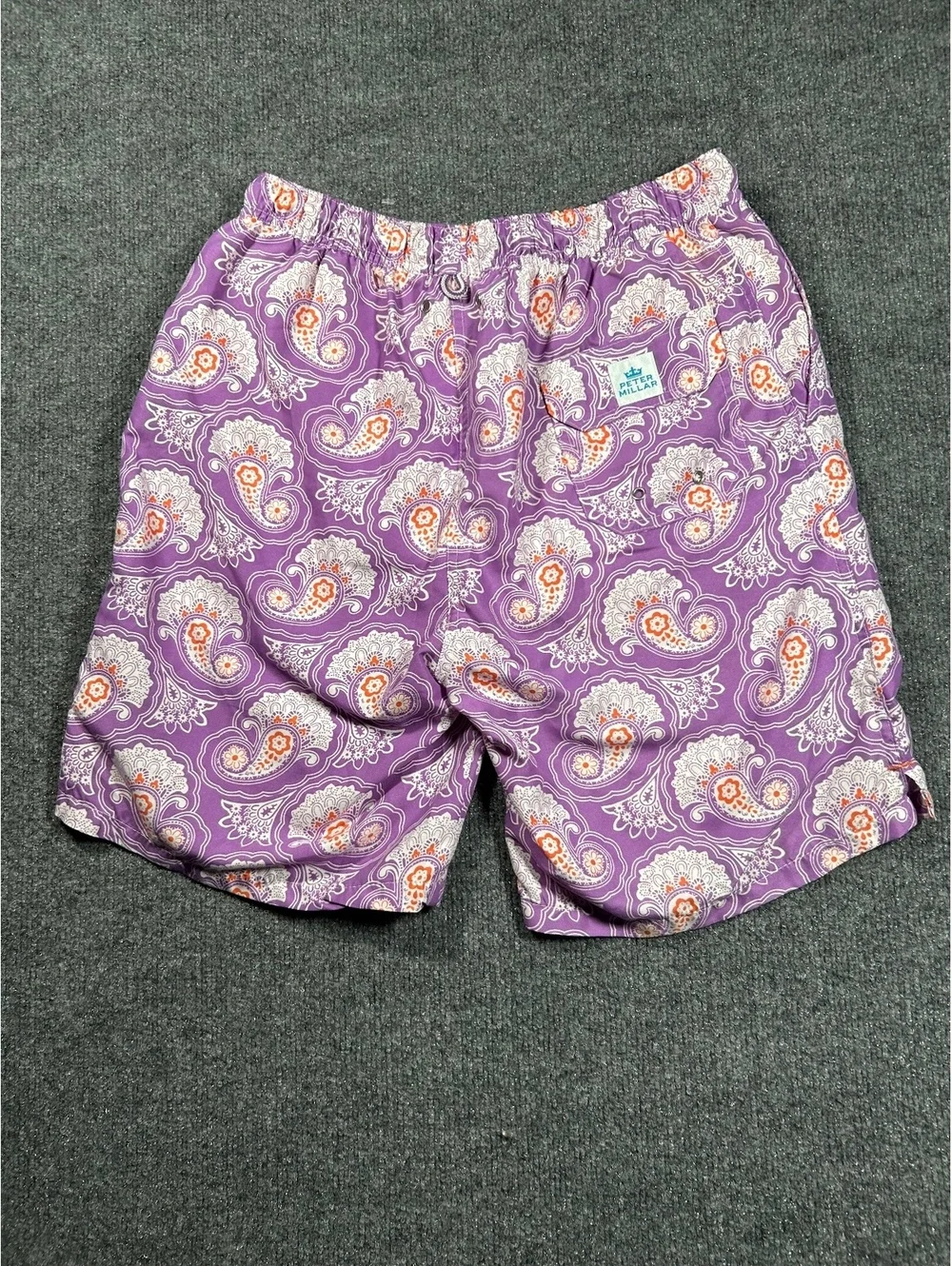 Peter Millar Men's Purple Paisley Pattern Swim Shorts Size M
